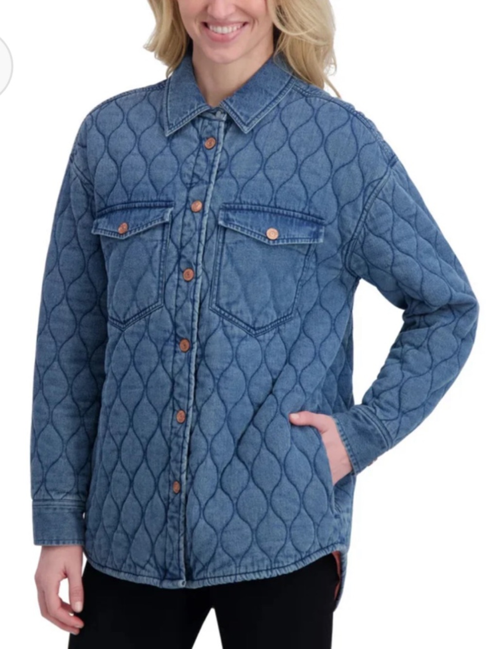 Pepe Jeans Quilted Denim Jacket - Blue